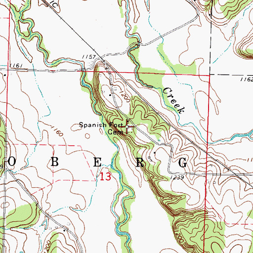 Topographic Map of Spanish Fort Cemetery, MO