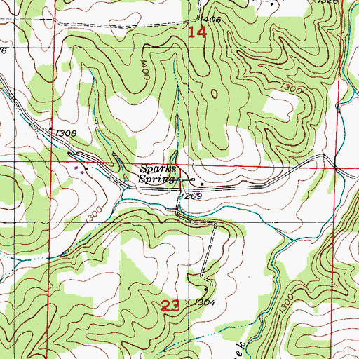 Topographic Map of Sparks Spring, MO