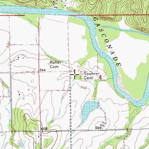 Topographic Map of Spohrer Cemetery, MO