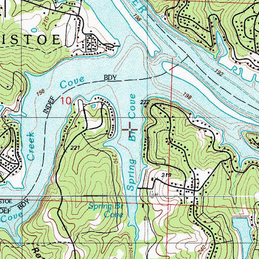 Topographic Map of Spring Branch Cove, MO