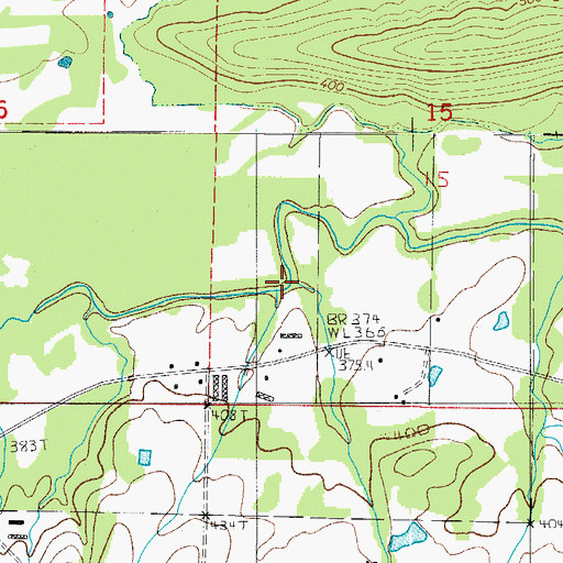 Topographic Map of Mitchell Branch, AR
