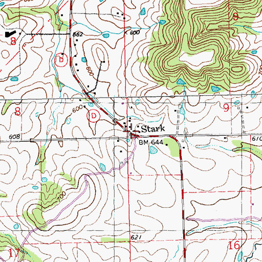 Topographic Map of Stark, MO