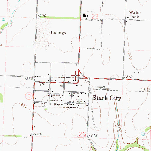 Topographic Map of Stark City, MO