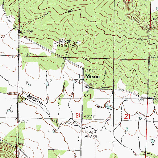 Topographic Map of Mixon, AR