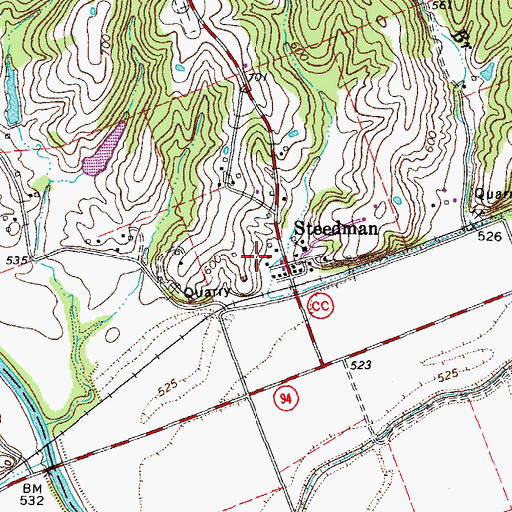Topographic Map of Steedman, MO