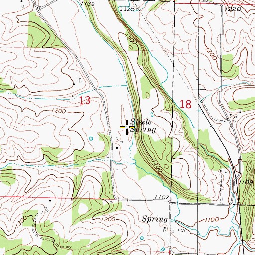 Topographic Map of Steele Spring, MO