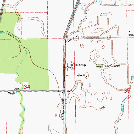 Topographic Map of Stillcamp Church, MO