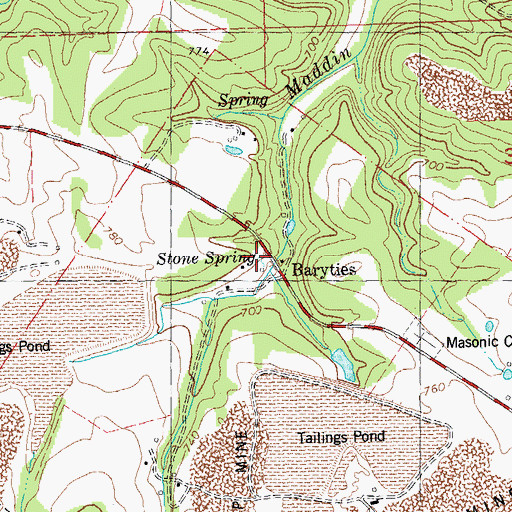 Topographic Map of Stone Spring, MO