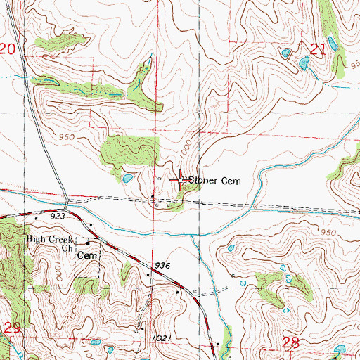 Topographic Map of Stoner Cemetery, MO