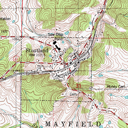 Topographic Map of Stoutland, MO