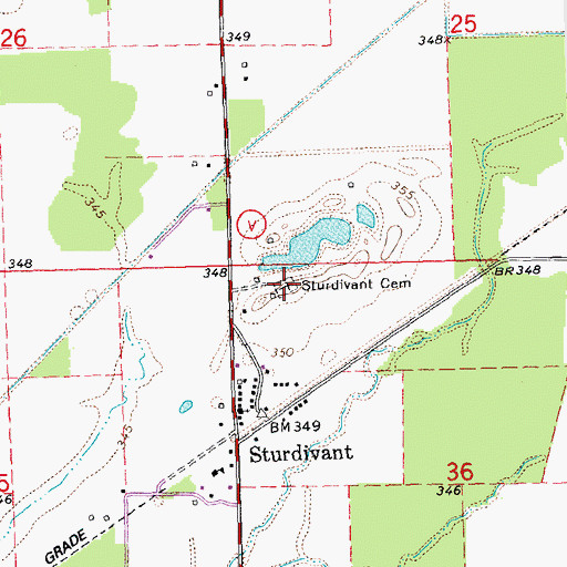 Topographic Map of Sturdivant Cemetery, MO