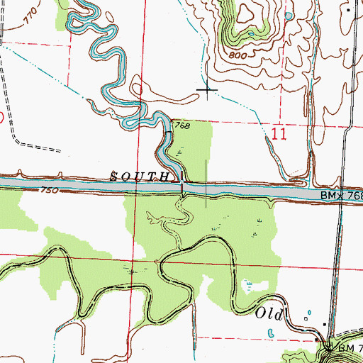 Topographic Map of Sugar Creek, MO