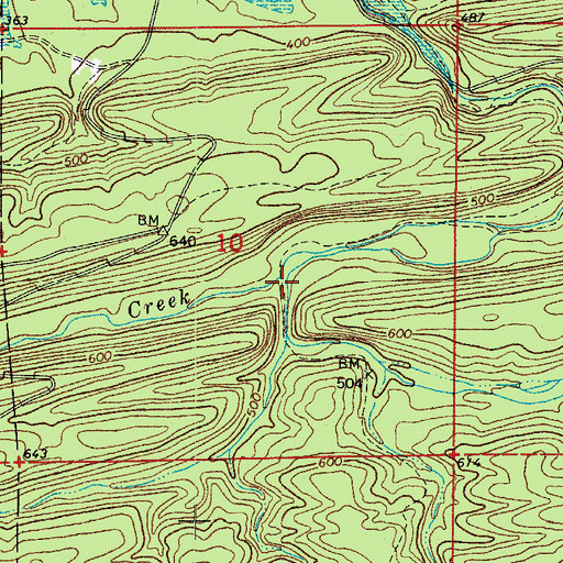 Topographic Map of Moore Creek, AR
