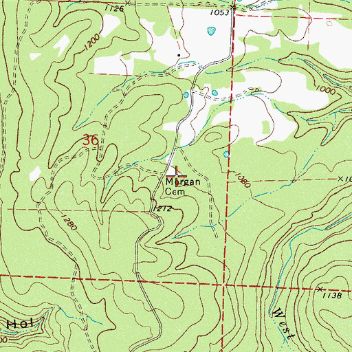 Topographic Map of Morgan Cemetery, AR