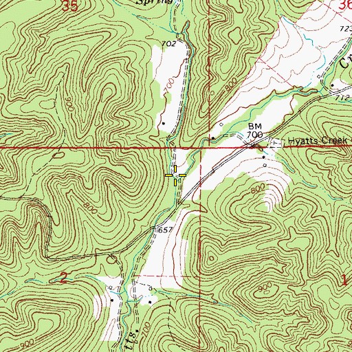Topographic Map of Sutton Branch, MO