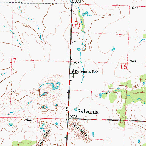 Topographic Map of Sylvania School (historical), MO