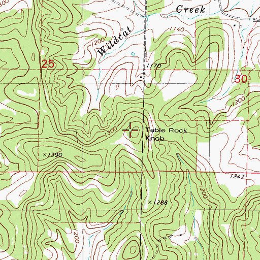 Topographic Map of Table Rock Knob, MO