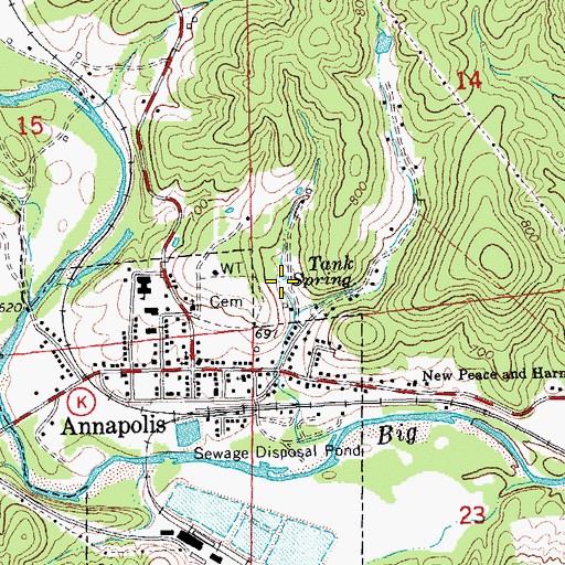 Topographic Map of Tank Spring, MO