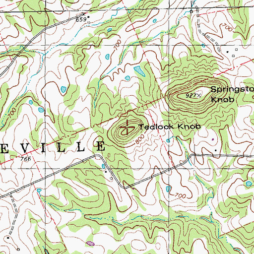 Topographic Map of Tedlock Knob, MO