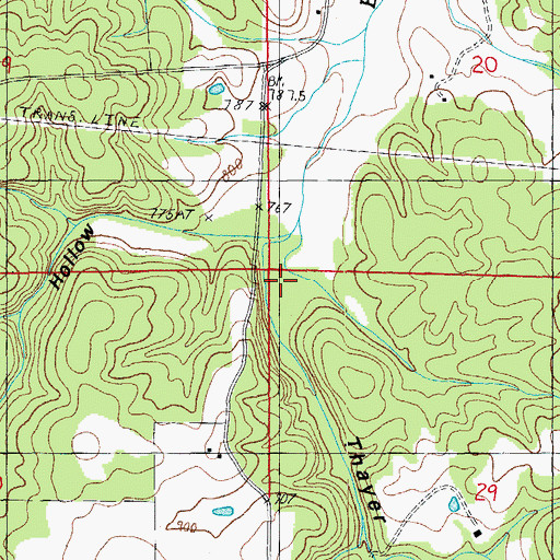 Topographic Map of Thayer Hollow, MO