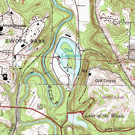 Topographic Map of The Lagoon, MO
