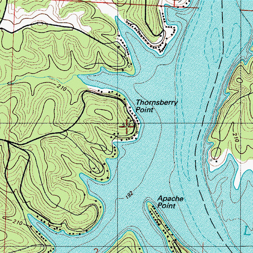 Topographic Map of Thornsberry Point, MO