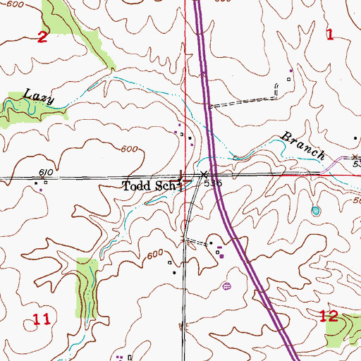 Topographic Map of Todd School, MO
