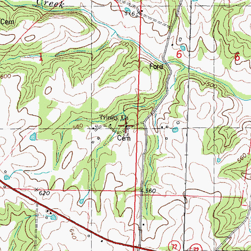 Topographic Map of Trinity Church (historical), MO