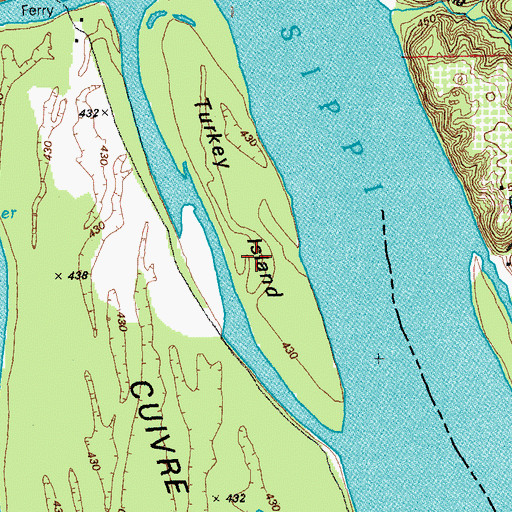 Topographic Map of Turkey Island, MO