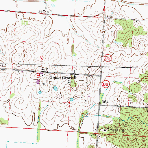 Topographic Map of Union Grove Church, MO