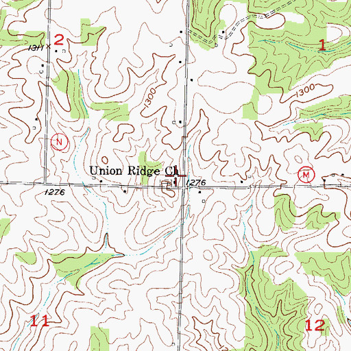 Topographic Map of Union Ridge Church, MO