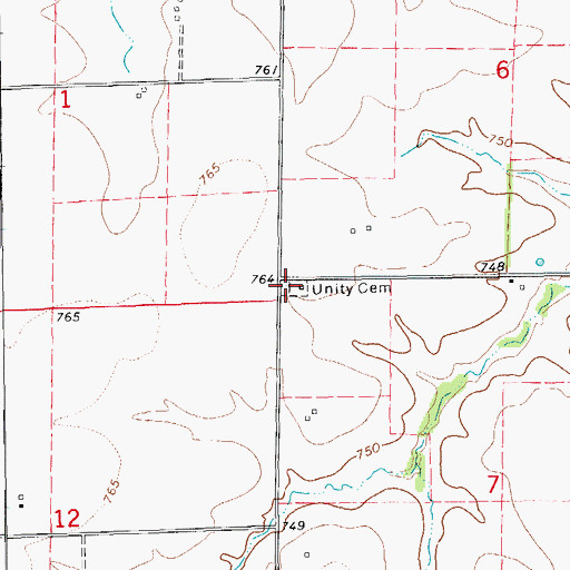 Topographic Map of Unity Cemetery, MO