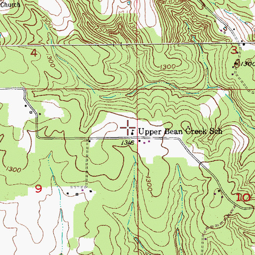 Topographic Map of Upper Bean Creek School, MO