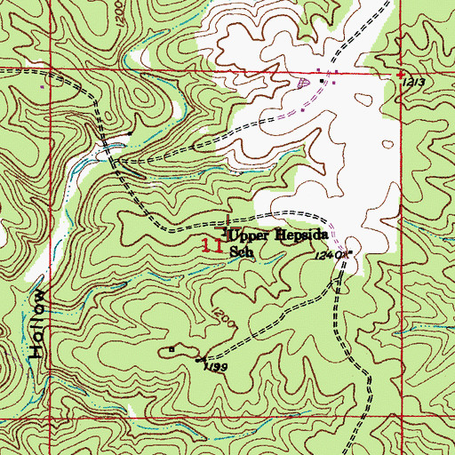 Topographic Map of Upper Hepsida Church, MO