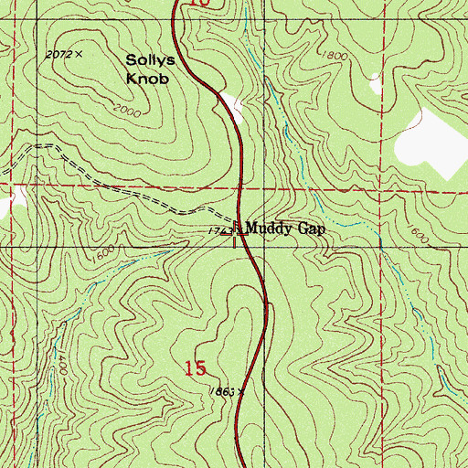 Topographic Map of Muddy Gap, AR