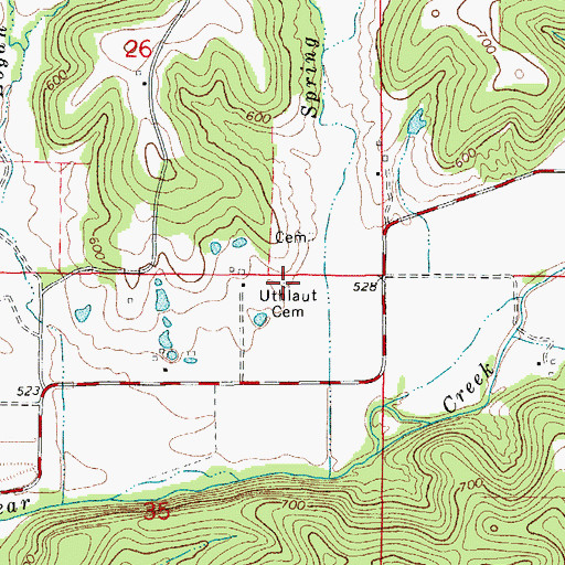 Topographic Map of Uthlaut Cemetery, MO