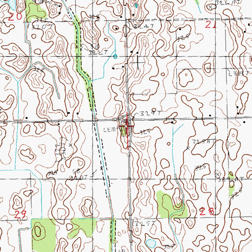 Topographic Map of Vale Cemetery, MO