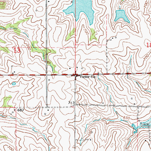 Topographic Map of Victor Church, MO