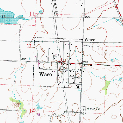 Topographic Map of Waco, MO