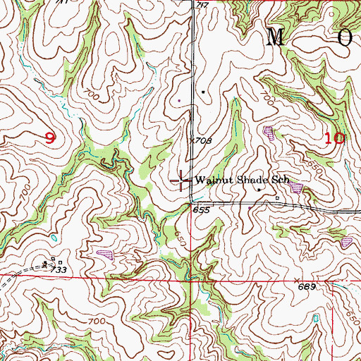 Topographic Map of Walnut Shade School (historical), MO