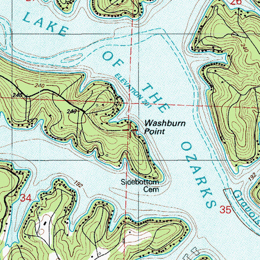 Topographic Map of Washburn Point, MO