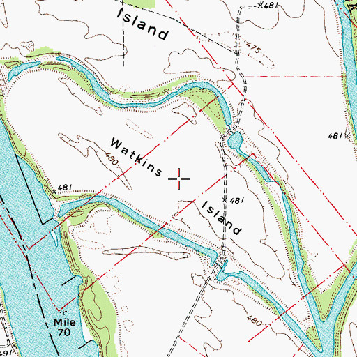 Topographic Map of Watkins Island, MO