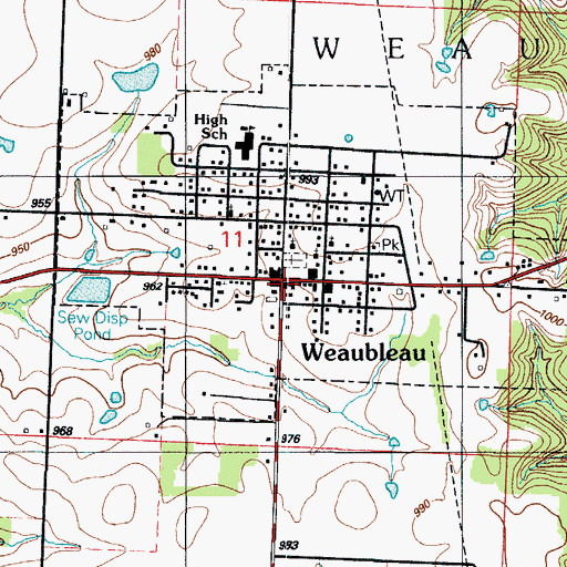 Topographic Map of Weaubleau, MO