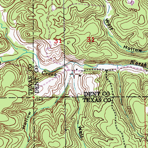 Topographic Map of Well Hollow, MO