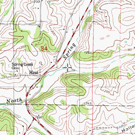 Topographic Map of Wells Hollow, MO
