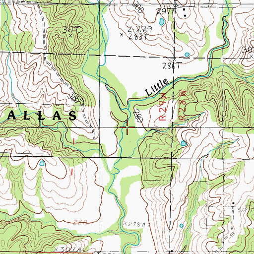 Topographic Map of West Fork Little Creek, MO