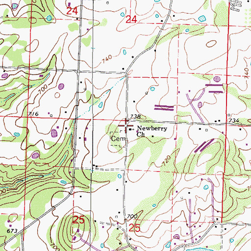 Topographic Map of Newberry Church, AR