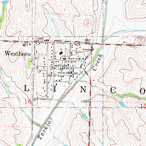 Topographic Map of Westboro, MO