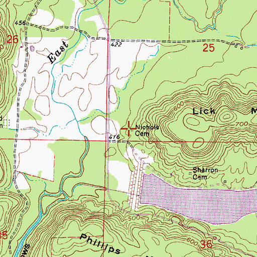 Topographic Map of Nichols Cemetery, AR