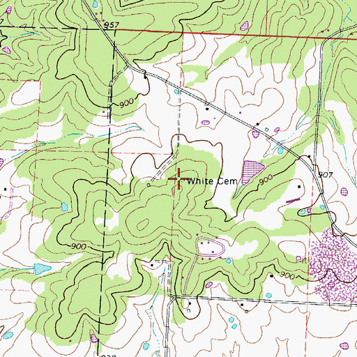 Topographic Map of White Cemetery, MO